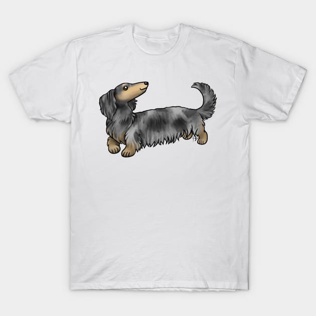 Dog - Long Haired Dachshund - Dapple T-Shirt by Jen's Dogs Custom Gifts and Designs